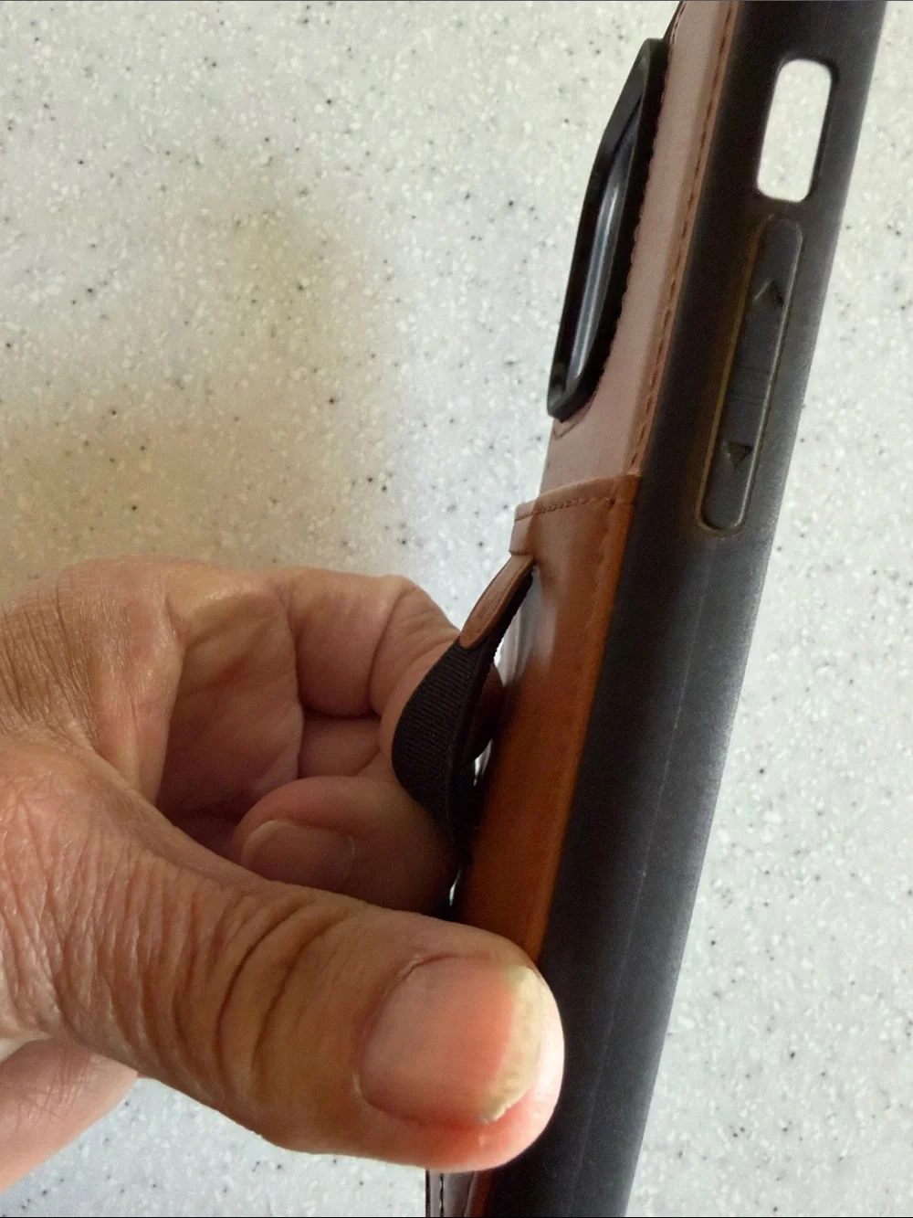 Walli Brown Leather Card Pocket Phone Case with Black Strap